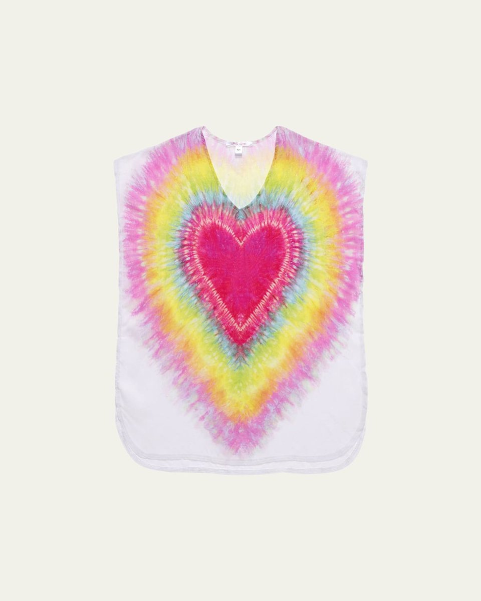 Girl's I Heart You Tie Dye Poncho Coverup, Size 2-1